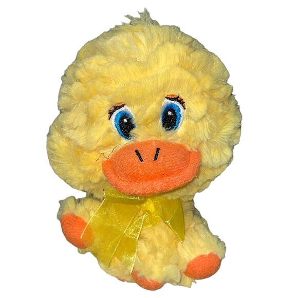 Walmart Plush Duck Ribbon Bow Nursery Shower Stitched Eyes Stuffed Animal 8" - Picture 1 of 9